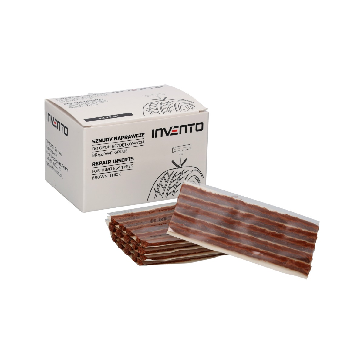 Brown thick repair inserts for passenger  tubeless tyres 100×6 mm, 50 pcs