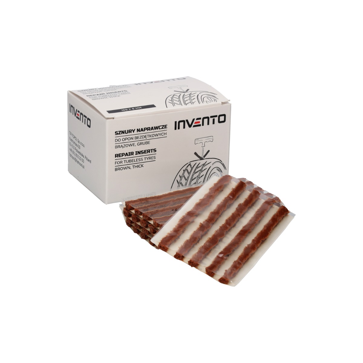 Brown thick repair inserts for passenger  tubeless tyres 100×6 mm, 50 pcs