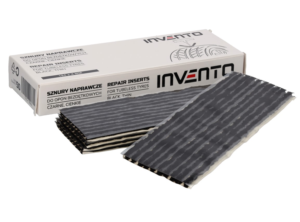 Black thin repair inserts for motorcycle tubeless tyres, 184×4 mm, 50 pcs