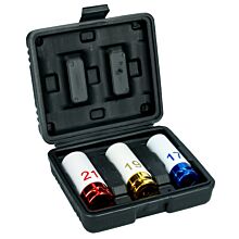 INVENTO 1/2" 3pcs (17,19,21 mm) impact socket set for aluminium wheels