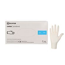 MERCATOR Santex powdered gloves, latex, cream, size M, 100pcs/package 