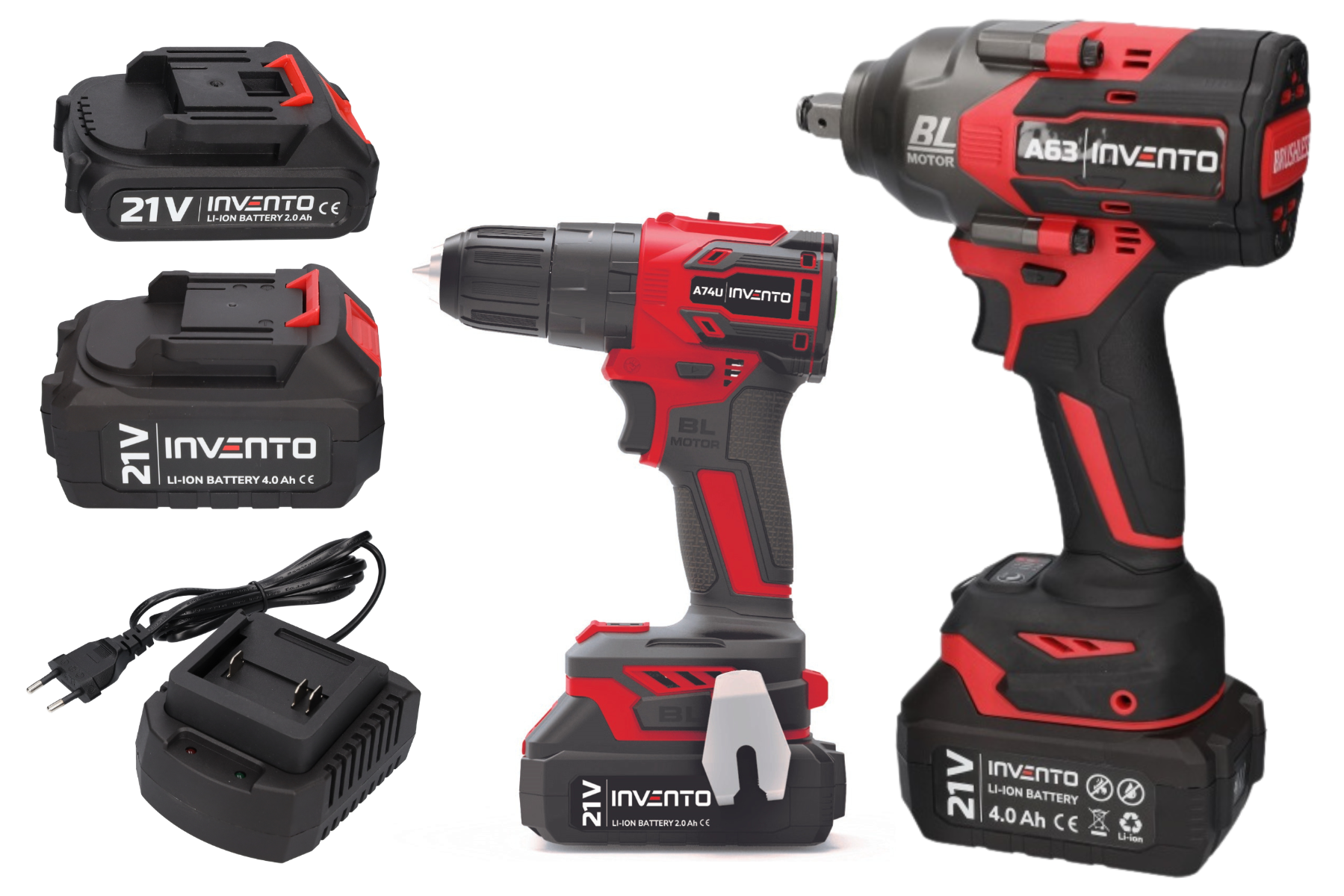 INVENTO Cordless Impact Set  Drill A74U + Wrench 1/2″ A63